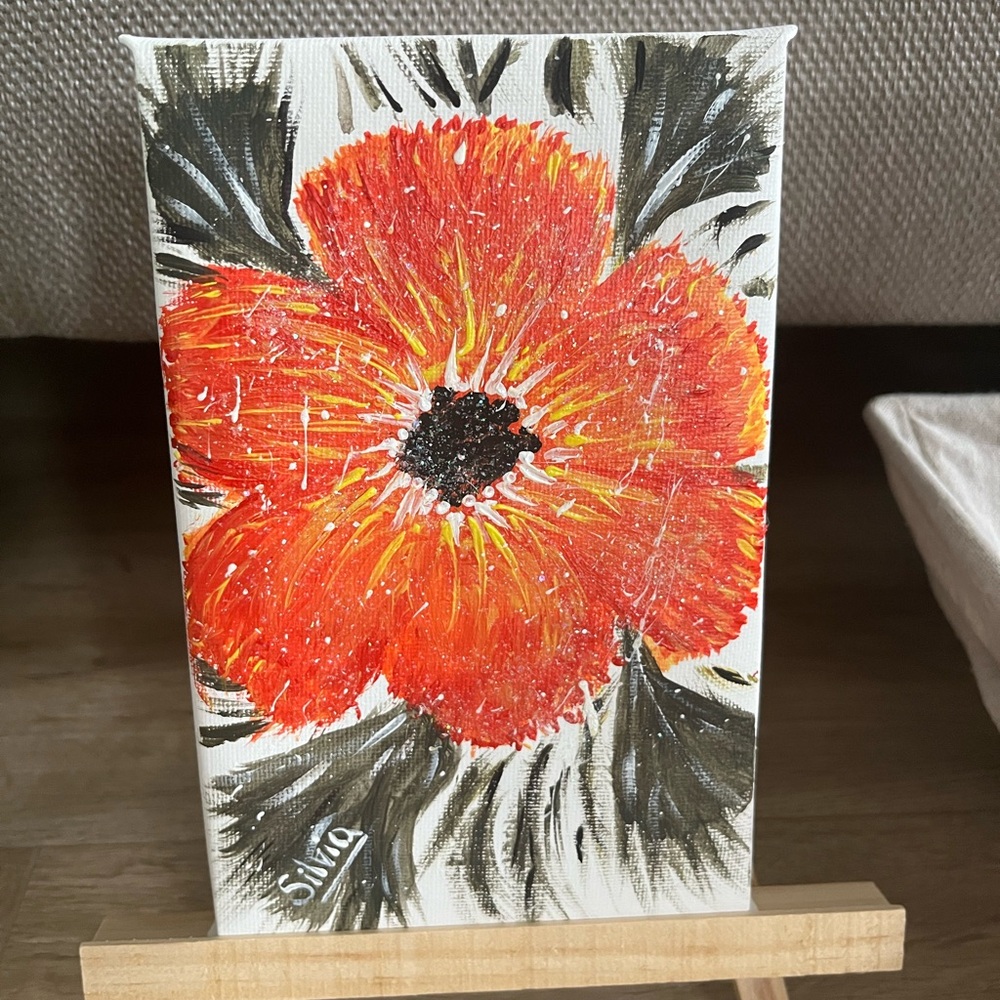 Orange Floral Canvas Art